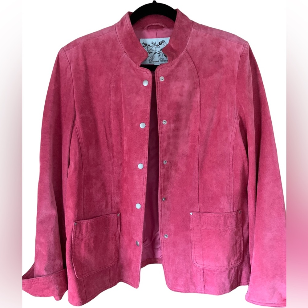 Vintage David Brooks Pink Pig Suede Leather Lined Jacket Blazer Women’s Size L